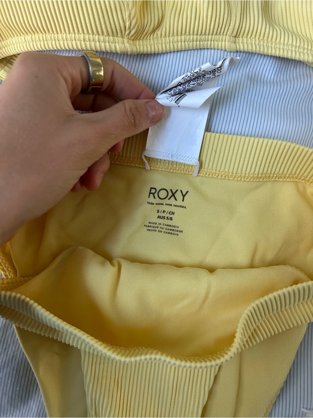 Roxy Yellow Ribbed Triangle Bikini Set - Picture 2 of 3